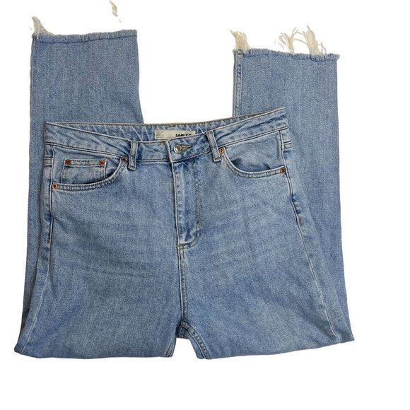 Topshop Moto Jeans High Waisted Distressed Hem Ladies Size W32 L30 - Picture 1 of 7